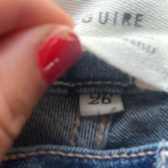 McGuire jeans High Rise Distressed Raw Hem Slim boot Stretch Button Fly Size 26 - Picture 4 of 14
